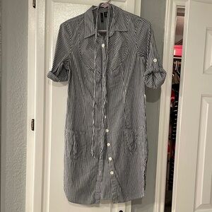 Navy and White Striped Dress